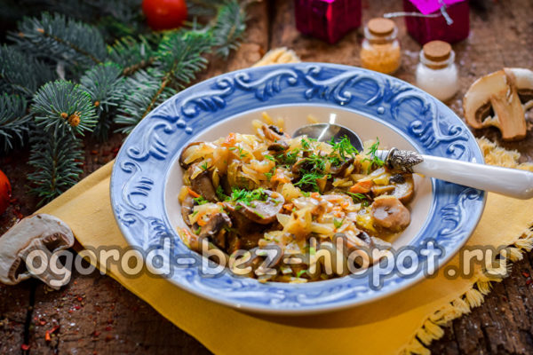 gestoofde kool met champignons klaar