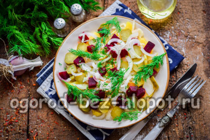 Rustieke salade met aardappelen en augurken