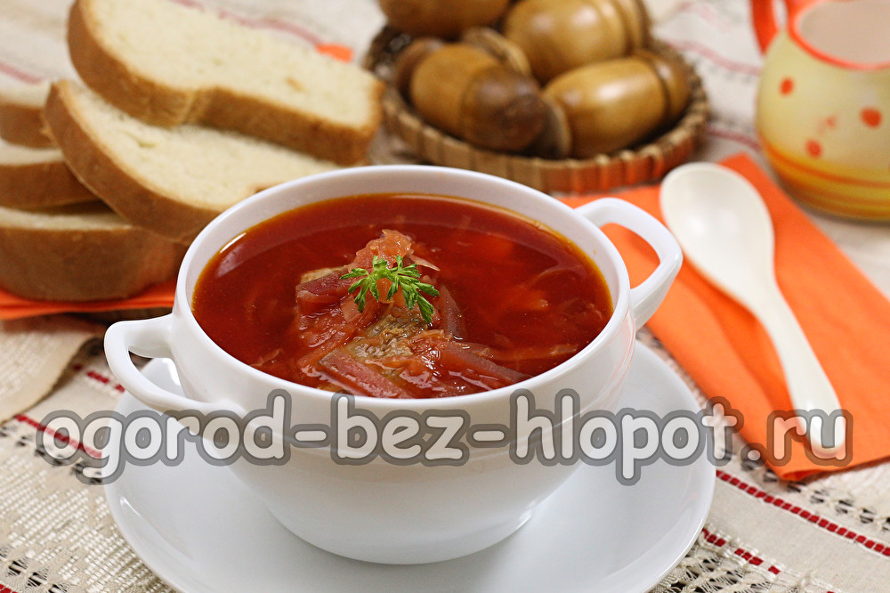 borsch na may recipe ng karne ng baka