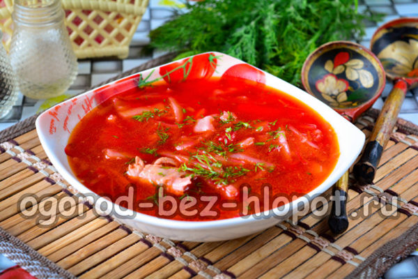 handa ang borsch na may sauerkraut