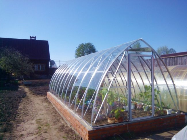 Dvukhskatnaya greenhouse ng profile pipe