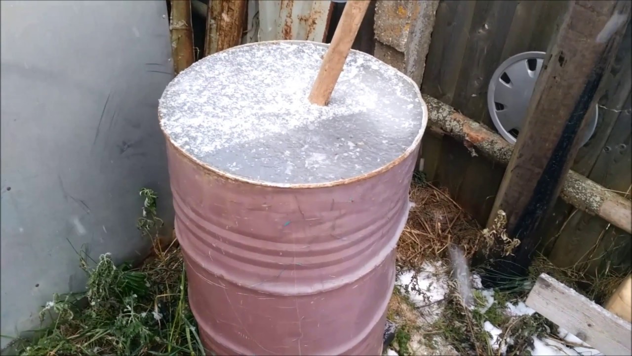 water in the barrel in winter